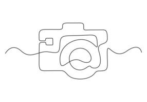 Camera continuous one line drawing premium illustration vector