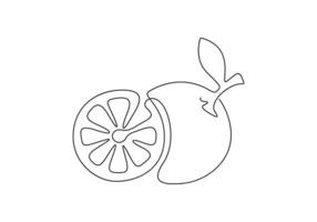 Continuous one line drawing of orange. Juice concept digital illustration vector
