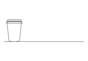Simple paper coffee mug continuous one line drawing. Digital illustration vector
