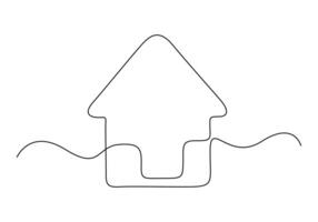 Home icon inside heart one line drawing premium illustration vector