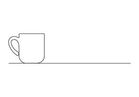 Continuous one line drawing of coffee mug digital illustration vector