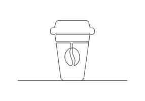 Coffee cardboard cup continuous one drawing. Empty cardboard boxes, bags for takeaway food continuous single line illustration vector