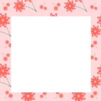 pink square frame decorated with red flower png