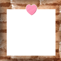brown brick wall square frame decorated with pink heart png