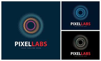 pixel labs modern pixel sign logo set template design vector