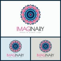 Camera lens imaginary photo genic studio pattern logo set design template vector