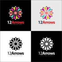 12 Arrow ornament pattern colourful set modern luxury logo template design vector