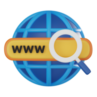 3D Icon of World Wide Web in Cyberspace. 3D Render png