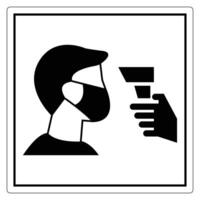 Person Wearing Mask with Temperature Check Sign vector