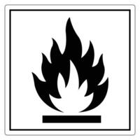 Black Flame Icon on White Background for Safety Signage vector