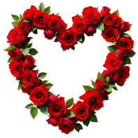 A heart shaped arrangement of red roses png