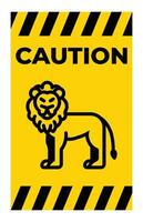 Caution Sign Featuring a Lion Icon on Yellow Background vector