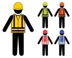 Construction Worker Icons in Various Colors vector