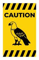 Caution Sign Featuring Stylized Bird Illustration vector