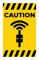 Caution Sign with Wi-Fi Symbol and Plug Icon vector