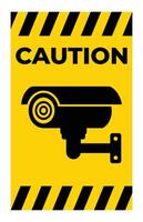 Caution Sign with Security Camera Icon vector