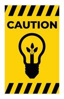 Caution Sign with Light Bulb and Plant Elements vector