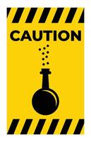 Caution Sign with Chemical Flask and Warning Symbols vector