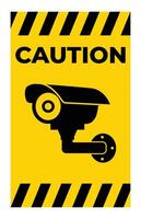 Caution Sign with Surveillance Camera Icon vector