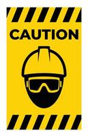 Caution Sign with Safety Helmet and Goggles Icon vector