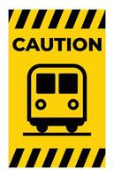 Caution Sign with Train Symbol for Safety Awareness vector
