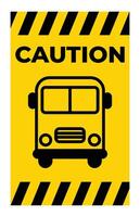 Caution Sign with School Bus Icon vector