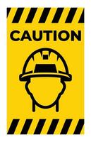 Caution Sign with Construction Helmet Icon vector