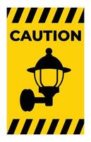 Caution Sign with Lamp Icon on Yellow Background vector