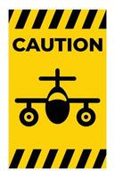 Caution Sign with Airplane Icon in Bold Colors vector