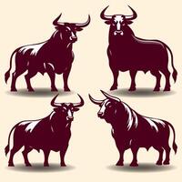 Dynamic Bull Silhouette in Minimalist Art Style vector