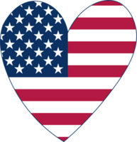 Heart shape with USA flag, isolated on a transparent background png