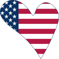 Unique heart in the colors of the American flag, isolated on a transparent background png