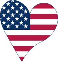 Beautiful heart in the colors of the US flag, isolated on a transparent background png