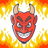 the devil head in hell among the fire. vector