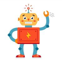 Friendly robot waving hand. vector