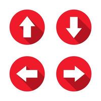 Up, down, left, and right arrow icon with long shadow vector