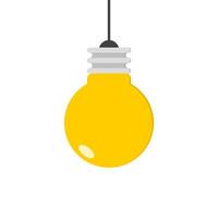 Hanging light bulb, lamp icon in flat design vector