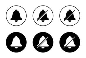 Notification and silent bell set icon on black circle vector