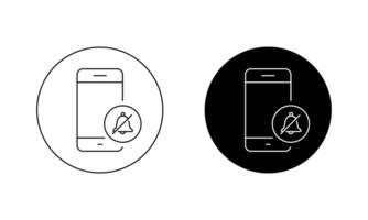 Silent mode phone icon on black circle. Cellphone with mute bell sign symbol vector
