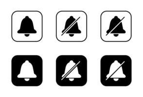 Notification and silent bell set icon on black square vector