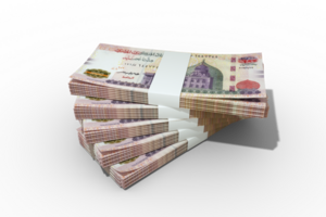 3d rendering of Stacks of 200 Egyptian pound notes. bundles of Egyptian currency notes isolated on transparent background png