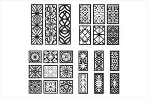 Black and white patterns with Islamic and geometric motifs for conk and laser cutting vector