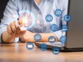 Data encryption security. Data transformation digitization of business processes and technology photo
