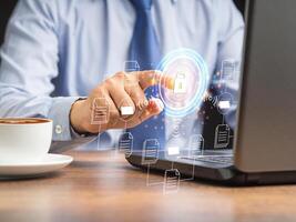 Document security concept. Document management system. Data encryption photo