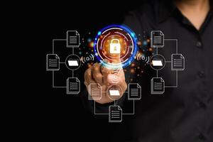 Document security concept. Document management system. Data encryption photo