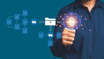 Document security concept. Document management system. Data encryption photo