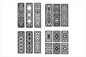 Black and white patterns with Islamic and geometric motifs for conk and laser cutting vector
