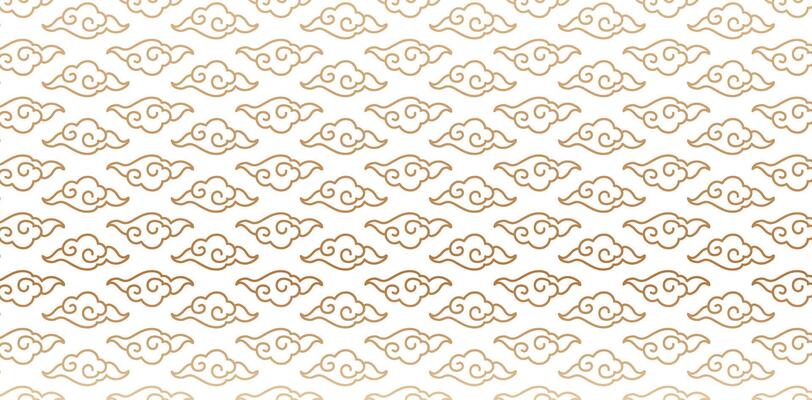 cloud line illustration golden pattern ornamental chinese design isolated white backgrounds for patterned fill, webs pages, surface textures, books covers, fabric printing papers, birthday invitations