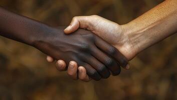 Unity and Equality, Two Hands Shaking in Symbol of Partnership photo