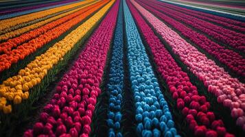 Colorful Tulip Field in Bloom, Springtime Landscape photo